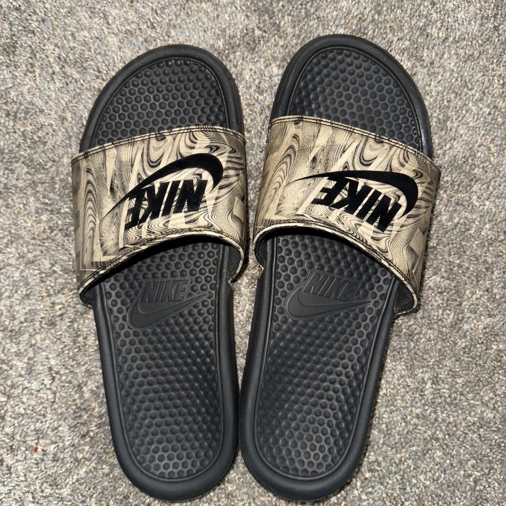 Gray Nike Slides